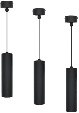 Eurekaled Schwarze Zylinder-Hängeleuchte (30 cm) mit GU10-Fassung, SOSPENS-30CM-NERO (Packung mit 3)