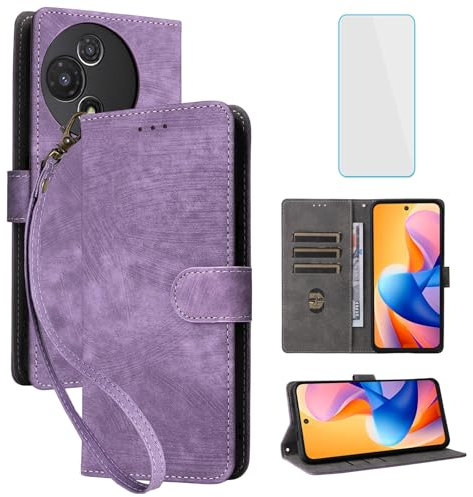 IUQXU Étui portefeuille pour TCL 60 R 5G/TCL 60 5G avec protecteur d'écran [blocage RFID] Étui de téléphone portable en cuir à rabat avec béquille pour TCL60 T521H TCL 60R T519H TCL60R 5G Violet