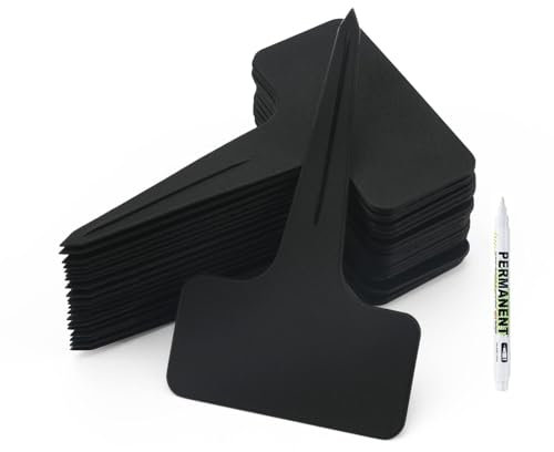 Pack of 100 Plant Labels for Labelling, 1 Piece Marker Pen Plant Signs, Plant Signs for Labelling, Plants Labelling Signs Grow Accessories (Black)