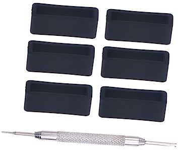 Uhrenarmbandhalterung 20mm 6 Stück Silikon Schwarz mit Reparaturwerkzeug | Ersatz für Abgenutzte Bänder, Stahlwerkzeug Enthalten, Passend zur Uhrenreparatur, Robuste Ausführung