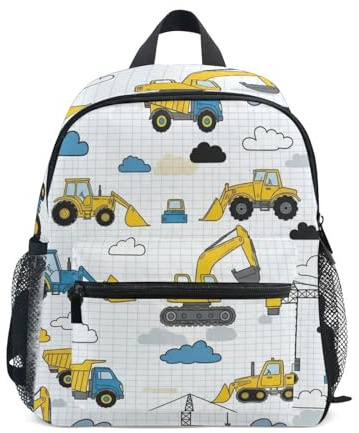 RPLIFE Baufahrzeuge Traktoren Kleinkind Junge Rucksack mit Namensschild Kinder Schultasche Kindergarten Rucksäcke 3-8 Jahre