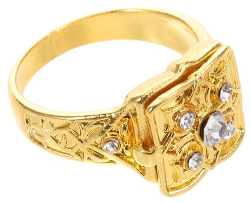 Garneck Hidden Lid Ring with Intricate Carvings Micro Pave Rhinestones Versatile Design for Daily Wear Parties Romantic Dates Sturdy Elegant Jewelry for Men and Women