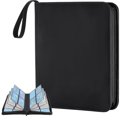 Toploader Sammelkarten Album für 160 Toploader, 4-Fach Binder für 3'' x 4'' | 20 Toploaders Inklusive, PVC Taschen aus Premium PU-Leder wasserdichtem für Sammelkarte und Sportkarten