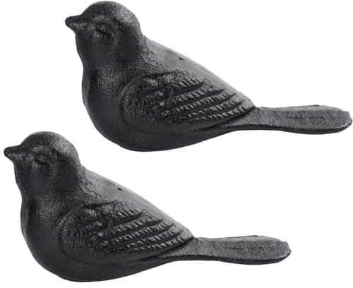 Cast Iron Door Stop Heavy Door Stopper Solid Metal Wedge for Indoor Outdoor Use Cute and Durable Doorstop (Black Bird, 2Pack)