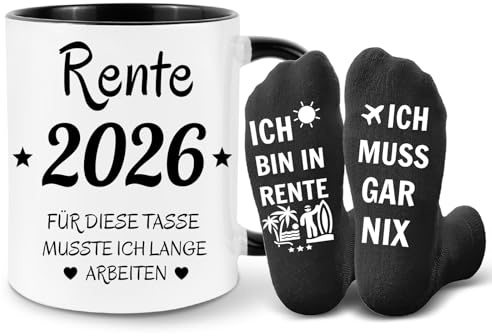 Bingtoo Rentner Geschenk Mann, Renteneintritt Geschenk Männer | Rente 2026 für Diese Tasse Musste Ich Lange Arbeiten, Geschenkideen Zum Renteneintritt 2026, Abschiedsgeschenk Kollegen