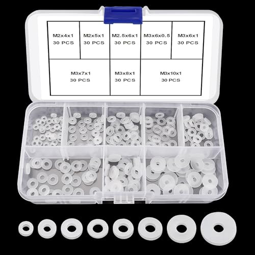 YIXISI 240 Pièces M2 M2.5 M3 Assortiment de Rondelles Plates en Silicone, Silicone Rondelles D'étanchéité, pour Boulons/Robinets/Vis/Tuyau d'arrosage, Blanc