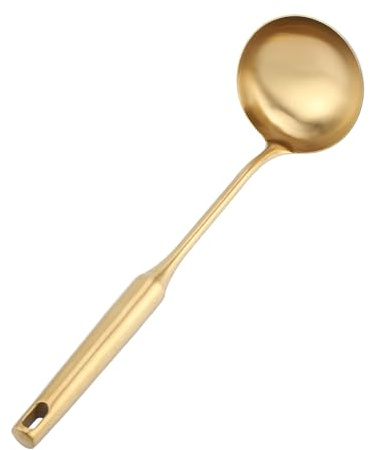 Dioche Brushed GoStainless Steel Ladle Spoon - Big Soup Ladle & Kitchen Turner Cooking Tool - Anti-Scalding, Ergonomic Design, Easy to, Rose Gold & Gold Options - Durable Kitchen ()