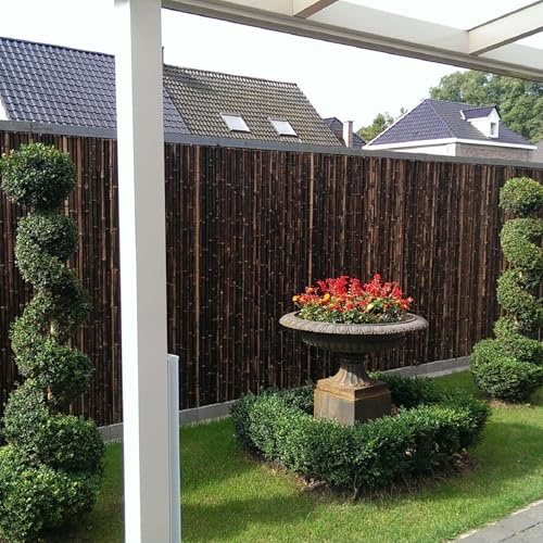 DE-COmmerce Bambuszaun Sichtschutz BALI Nigra (HxB) 180 x 180 cm, natürlicher & wetterfester Sicht- und Windschutz für Garten, Terrasse & Balkon