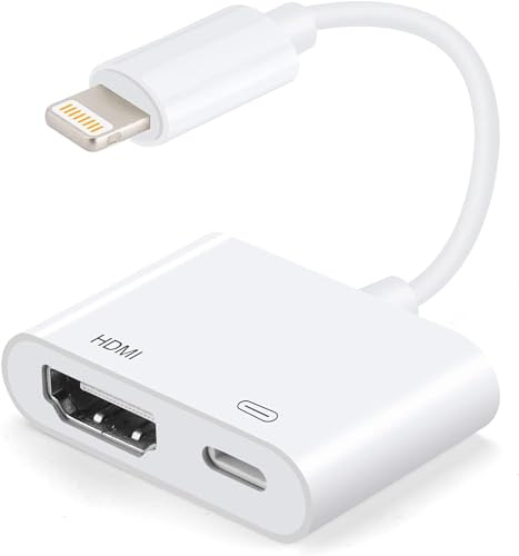 [Certificato Apple MFi] Adattatore da Lightning a HDMI per iPhone a TV, adattatore AV digitale 1080P 4K Sync Screen cavo connettore compatibile per iPhone 14 13 12 11 XS XR X 8 iPad a monitor