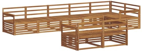 vidaXL Outdoor-Sofagarnitur 8 pcs Natur Massivholz Akazie, Modulares Outdoor-Sofa-Set, Robustes Garten-Lounger, Acacia-Möbel für Terrasse, Moderne Sitzgelegenheit
