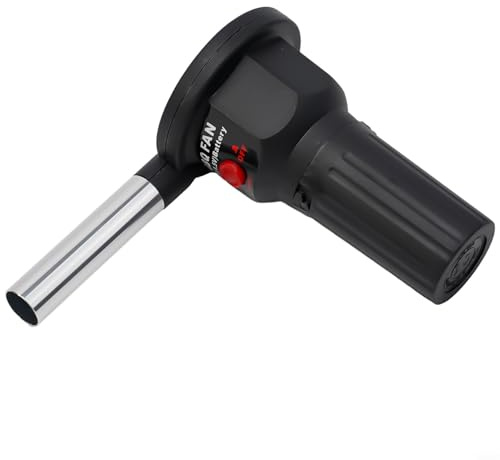 EffiFish Elektrischer BBQ Luftgebläse, Handheld Fan Für Camping Picknick, Schnellzündung Mit PP & Aluminium, Kompakt 143Mm, Batteriebetrieben