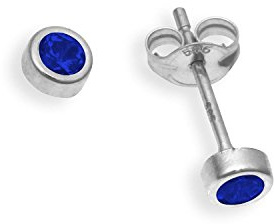 Ohrstecker Paar echt 14 Karat Weissgold 585 mit Saphir Durchmesser 3mm (Art. 811064)