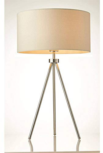 Endon 73144 Tri Ivory One Light Table Lamp In Chrome Plate With Ivory Linen Mix Shade