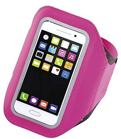 Hama Sportarmband Running (für 5,0 Zoll Smartphones, Größe XL (7,2 cm x 1,2 cm x 14,2 cm) mit Klettband, ohne LED, Lycra) Pink/Schwarz