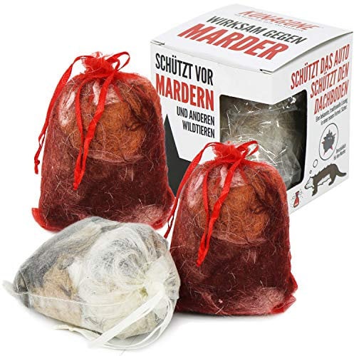 com-four® 4X Marderschreck, tierfreundliche Marderabwehr, unschädliches Fernhaltemittel aus Hundehaaren, Haustierabwehr & Wildtierabwehr, Marderschutz