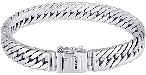 Kuzzoi Buddha Silber Armband für Herren handgefertigtes Panzerarmband (10 mm) aus massiven 925 Sterling Silber poliert 43g, 0210560118_19