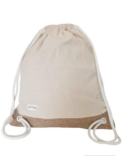 pimaq Jutebeutel Turnsack Baumwollbeutel Turnbeutel Gym Bag Stoffrucksack Stoffbeutel Beige mit Kordelzug jute Turnbeutel für Damen Herren Teenager Junge Mädchen.