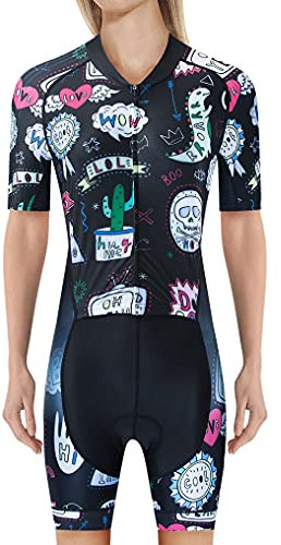 weimostar Triathlon-Anzug für Damen, einteilig, Tri-Anzug, Skinsuit, Radtrikot, Laufen, Schwimmhaut Gr. Large, Jp8125-1