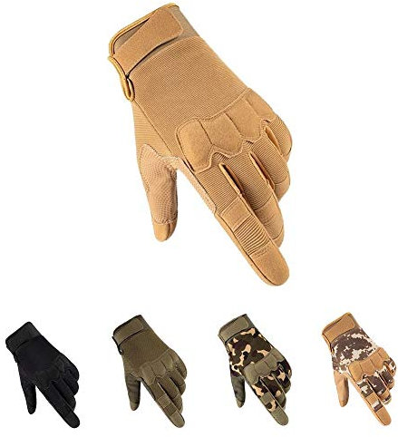 HYCOPROT Fingerless Tactical Gloves, Knöchelschutz Atmungsaktive leichte Outdoor-Militärhandschuhe zum Schießen, Jagen, Motorradfahren, Klettern (Gelb-1, Large)