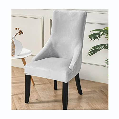 XGANGM Stretch Samt Stuhlhussen-Bezüge Mit Niedrigen Armlehne 1/2/4er Set Büro Hochlehner Stuhlbezug, Sessel Schonbezug, für Kiche Esszimmer Hochzeit Party Hotel,Light Grey,4pcs