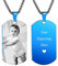 INBLUE Personalisierte Dog Tag Anhänger Halskette Gravur Text/Bilder/Erinnerung Foto Edelstahl Halskette für Männer Frauen Bündel mit Verstellbarer Kette, Schlüsselanhänger, Schalldämpfer(Blaue)
