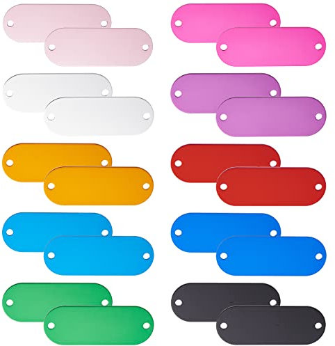 BENECREAT 20pcs 10 Farbe Aluminium Blank Anhänger, Ovale Metallmarken-Anhänger-Charms Für Die Herstellung von Schmuckschlüsseln Für Haustier-Erkennungsmarken Und Zum Basteln