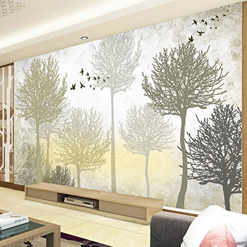 Fototapete 3D Tapete Wandbild Nebel & Wald Wandgemälde Im Hintergrund Foto Tapete 3D Effekt Wandtapete Vliestapete Wandbilder Wanddeko Tapeten Größe:W400CMxH280CM