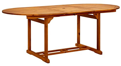 Gecheer Garten Esstisch Erweiterbar Gartentisch Terrassentisch Balkontisch Tisch Holztisch Gartenmöbel Massivholz Akazie 200x100x75 cm