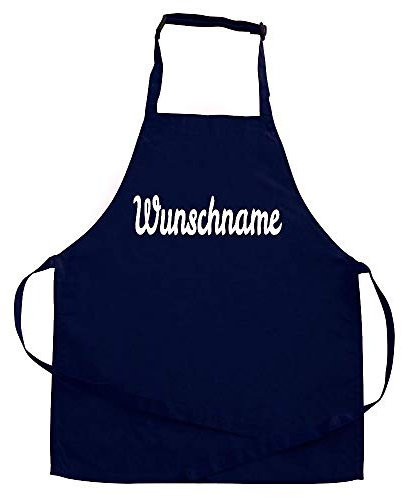Elefantasie Personalisierte Schürze mit Name, Kochschürze für Backen, Kochen, Malen, Geschenkidee für Kinder und Erwachsene 11-99 Jahre dunkelblau
