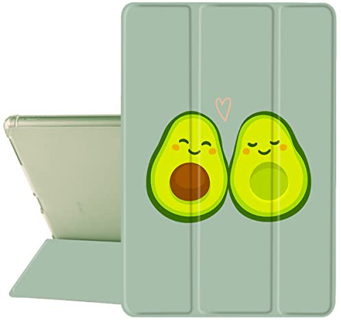 MAYCARI Cute Cartoon Avocado iPad mini 4(2015) & iPad mini 5(2019) 7.9 inch Case with Pencil Holder, Support Auto Sleep/Wake, Green Soft TPU Back Protective Case for Girls Women Men