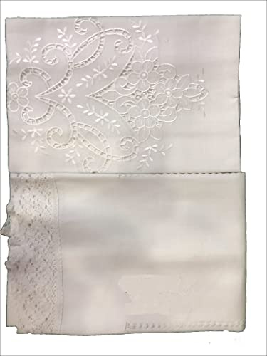 Corredocasa Tendina Ricamo Intaglio Bianca Misto Lino Ricamata Artigianalmente a Mano Raffinata ed Elegante Disponibile in Varie Misure (45x240 cm)