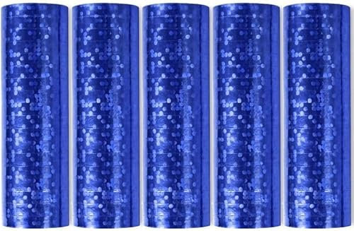 Luftschlangen Papier bunt Party Deko Geburtstag Hochzeit Set holografisch, Stück:5 Stück, Luftschlangen:Blau holografisch metallic