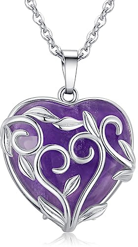 XIANNVXI Heart Necklaces for Women Crystal Heart Pendant Gemstone Pendant with Silver Chain,Fashion Ladies Necklace Jewellery for Women
