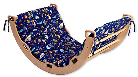 Kidodido Kletterbogen | Montessori Bogen mit Kissen | Bogenwippe für Kinder mit Kissen | Unisex Drinnen und Draußen Kleinkind Kletter Bogen (Groß Bogen + Jungle Kissen)
