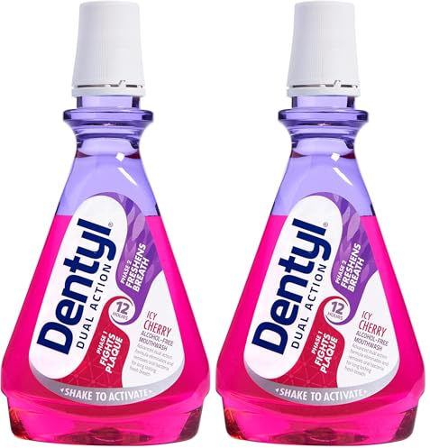 Dentyl Dual Action CPC Mouthwash, 12hrs Fresh Breath & Total Care, Alcohol Free, ICY Cherry, 500 ml (Pack of 2)