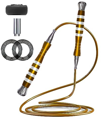 GUMWIG - Corda per saltare, 4 m, regolabile, autobloccante, in alluminio, per allenamento professionale, fitness, allenamento regolabile, per uomini, donne, bambini, ragazze