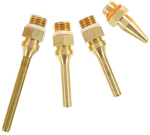 Angoily 4pcs Copper Glue Sprayer Nozzle Tips Set, Interchangeable Hot Melting Glue Gun Accessories 2.0*70mm, 2.0*50mm, 3.0*50mm and 3cm Tapered Nozzles for Precise Craft and Repair Use Random Color