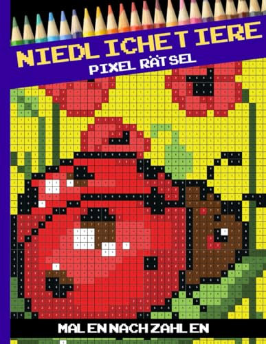 Tier Pixel rätsel Malbuch: Stressabbauende Designs für die Entspannung von Erwachsenen - Die Aktivität einer niedlichen Malseite Farbe nach der Anzahl ... - Malen-nach-Zahlen-Aktivität, Band 4)