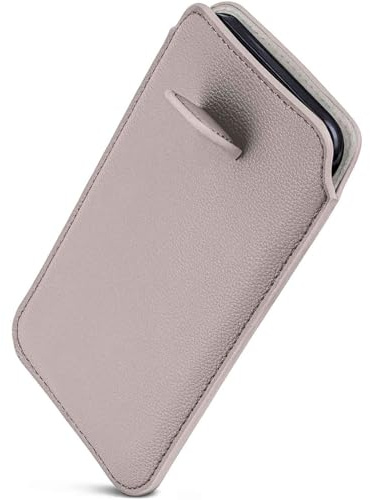 ONEFLOW Liberty Case für Poco F5 Handy Einsteckhülle mit Rückzugfunktion, PU Leder Handytasche, Schutzhülle mit Lasche, Sleeve Etui Hülle zum Einstecken, Hellgrau