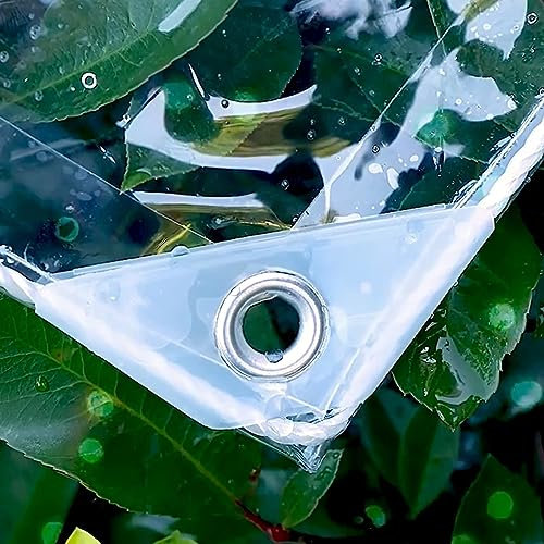 Lona de vinilo transparente de 12 x 16 pies, PVC resistente al agua, con ojales y sujetacables, gruesa y resistente al desgarro, camping, patio, refugio de lluvia o sol, coches, lona para el hogar,