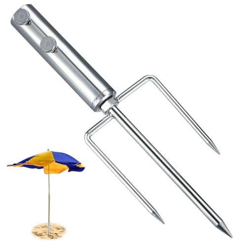 Picchetto per Ombrellone Spiaggia, Supporto per Ombrellone con Ancoraggio a Terra, Supporto Rimovibile per Ombrellone con Picchetto da Terra per Pesca Giardin Spiaggia