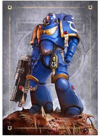 Displate Warhammer Metalposter Magnetische Befestigung Offiziell Lizenziert Bilderr Geschenke Ultramarine Intercessor Poster 32x45cm