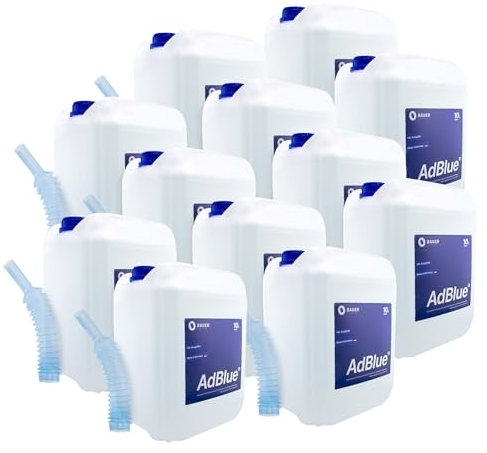 BAUER BLUE – Adblue – 10x10 Liter Kanister mit Flex-Ausgießer – für Diesel Motoren – Herstellung nach ISO 22241 – Premium Harnstofflösung – Made in Germany – Optimale SCR-Abgasnachbehandlung (100L)