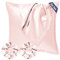 Seiwohl Satin Kissenbezug 80x80 2er Set, Weich wie Seidenkissenbezug Silk Pillowcase, Vegane Seide Kopfkissenbezug Kissenhülle Seidenkopfkissen für Haar und Haut mit Haargummis, Korallen Rosa