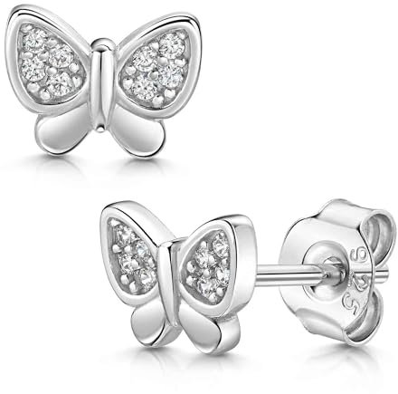 MATERIA by Matthias Wagner Schmetterling Ohrringe Silber 925 Kinder Ohrstecker Zirkonia SO-116