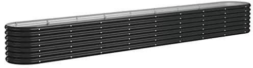 vidaXL Anthracite Oval-Shaped Powder-Coated Steel Garden Raised Bed Planters - Durable Outdoor/Indoor Metal Raised Beds for Vegetables/Flowers/Herbs