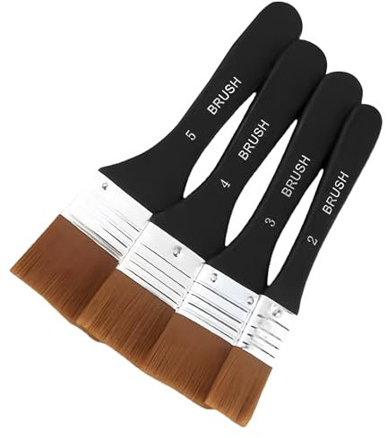 Raykce 4Pcs Brushes for Acrylic Painting, Acrylic Paint Brushes Set, Oil Paint Flat Paint Brush with Nylon Hair for Applying Gesso Acrylic Paints Oil Paints Watercolor, Gift for Beginner Christmas