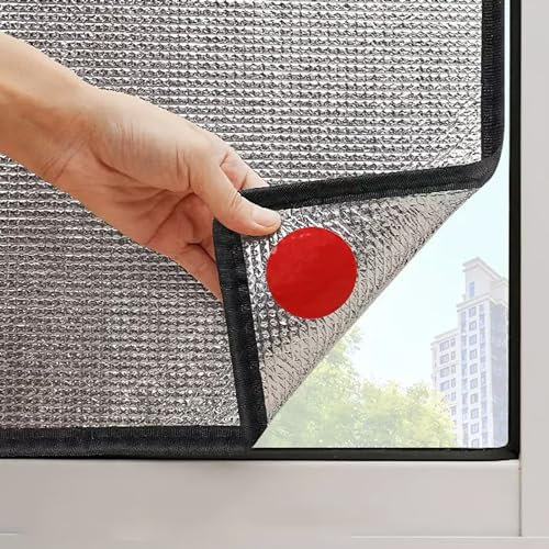 Zhaomi Fensterfolie,Doppelschichtige Aluminiumfolien-Isolierfolie,Verdunkelungs-Sichtschutz-Fensterfolie,Anti-UV-Fensterfolie,Geeignet Für Schlafzimmer,Verdunkelungsfensterfolie (60×70cm/24×28in)