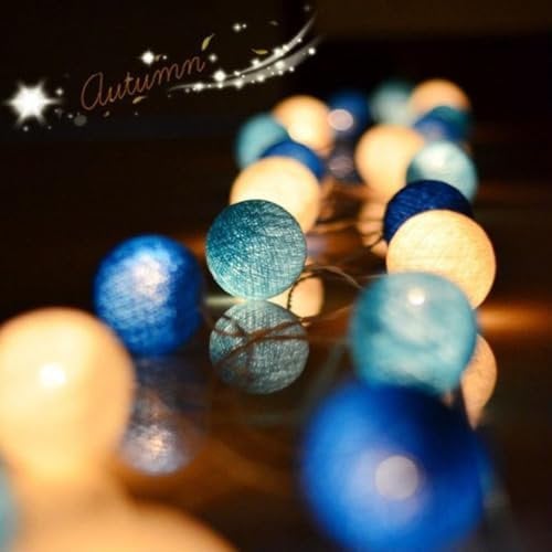 HOTUT Baumwollkugeln Lichterkette, 3,3 m Cotton Ball Lichterkette, 20 LED Kugeln Lichterkette Batterie, bunte Kugel Lichterkette für Kinderzimmer Schlafzimmer Weihnachten Hochzeit Party