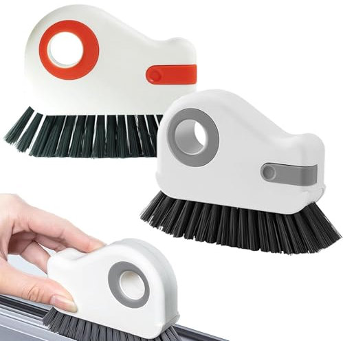 2 in 1 Groove Cleaning Brush Window Track Cleaning Tools,Multifunktions Fenster Reinigungsbürste, Tür Und FensterTrack Reinigung Pinsel,Reinigungsbürste für Fenster Türfugen (Grau+orange)